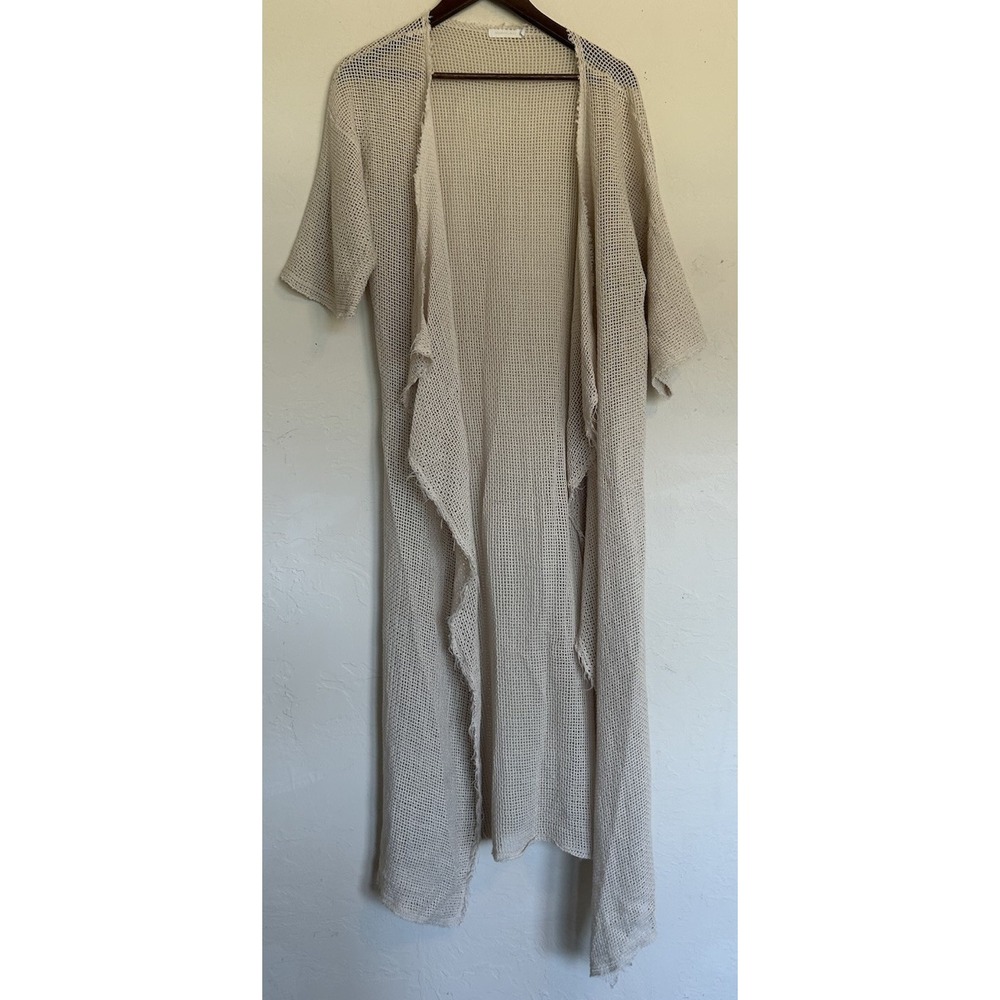 Milio Milano Open Knit Long Maxi Coverup Cardigan M Lagenlook Beach Oversized